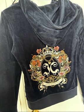 Juicy Couture Navy Hoodie and Pants with Embroidered Crest